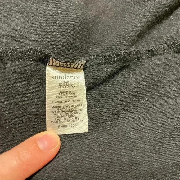 EUC Sundance Lagenlook Black Shirt Dress Shift Asymmetrical Linen Cotton Blend L - Picture 6 of 9